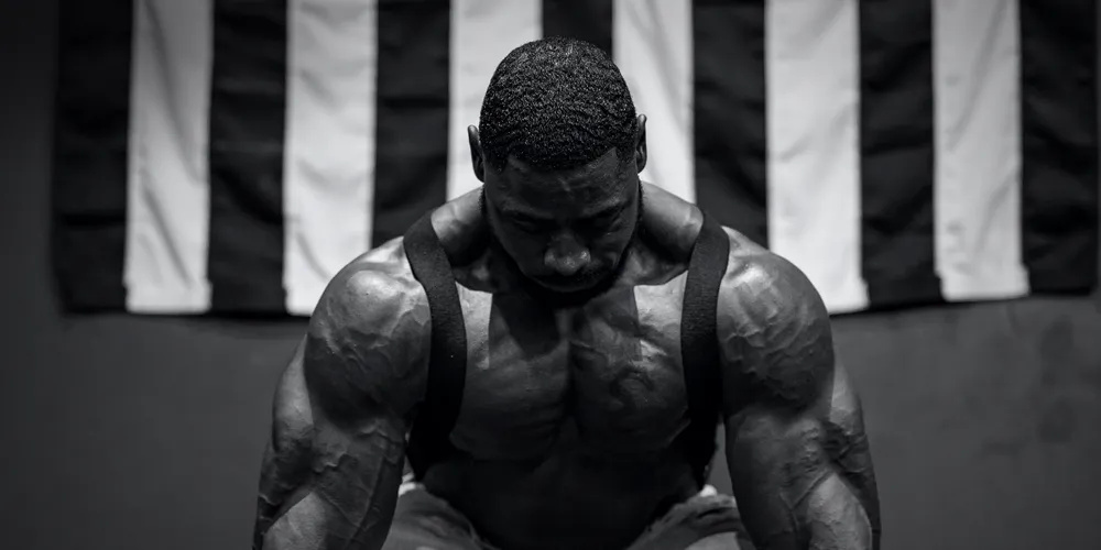 Member training independently, focused on a heavy deadlift